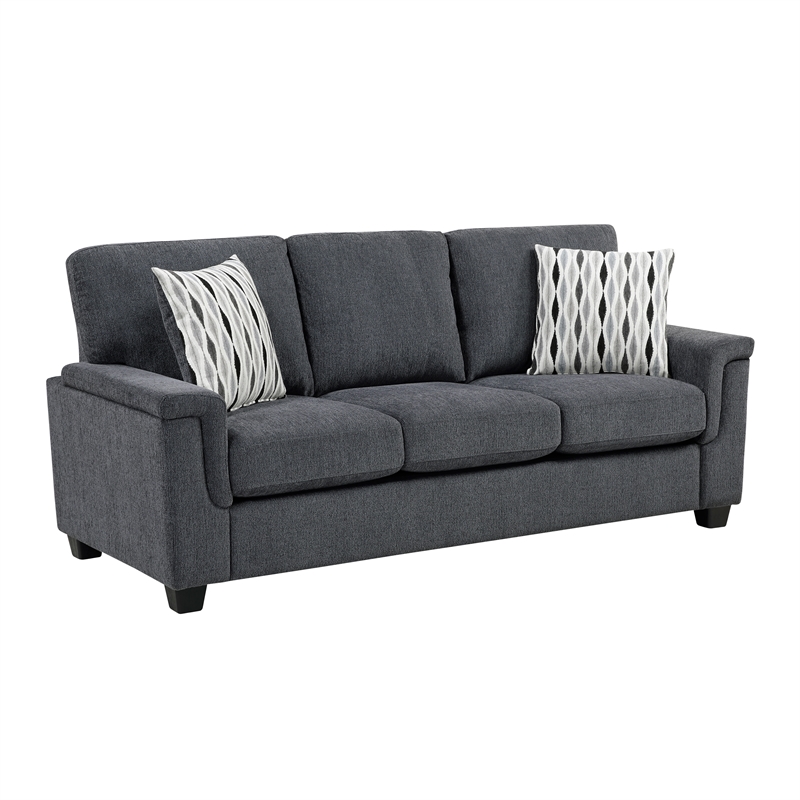 Pemberly Row Chenille Loveseat with Reversible Cushions in Dark Gray