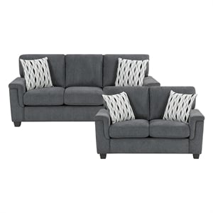 Pemberly Row Chenille Loveseat with Reversible Cushions in Dark Gray