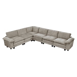 Pemberly Row 6-Piece Chenille Modular Sectional Sofa in Dark Pewter
