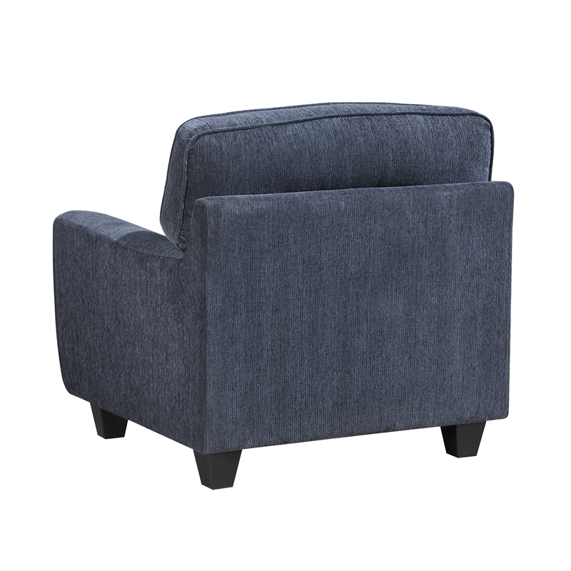Pemberly Row Chenille Armchair with Decorative Pillow in Blue