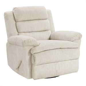 Pemberly Row Microfiber Swivel Glider Recliner with 300 lb Capacity in Beige