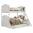 Pemberly Row Contemporary Wood and MDF Twin Over Full Bunk Bed in White