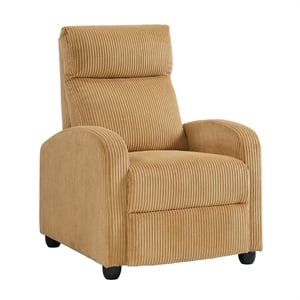 Pemberly Row Corduroy Push Back Reclining Chair with 300 lb Capacity in Yellow