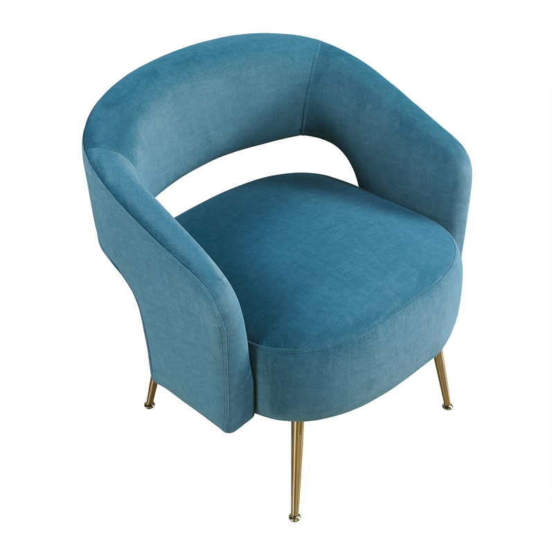 Pemberly Row Velvet Accent Chair with Gold Metal Legs in Dark Teal