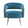 Pemberly Row Velvet Accent Chair with Gold Metal Legs in Dark Teal