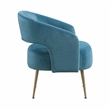 Pemberly Row Velvet Accent Chair with Gold Metal Legs in Dark Teal