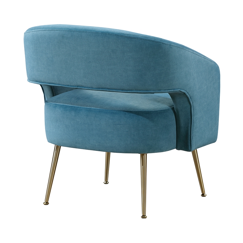 Pemberly Row Velvet Accent Chair with Gold Metal Legs in Dark Teal