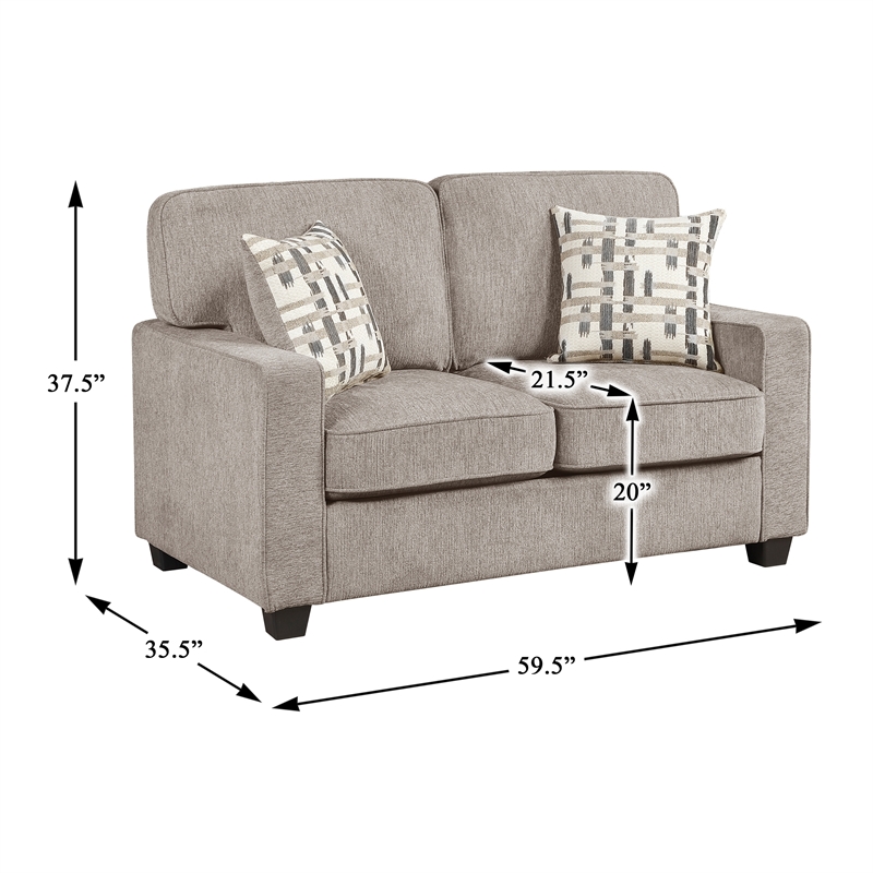 Pemberly Row Chenille 2-Piece Sofa and Loveseat Set in Taupe