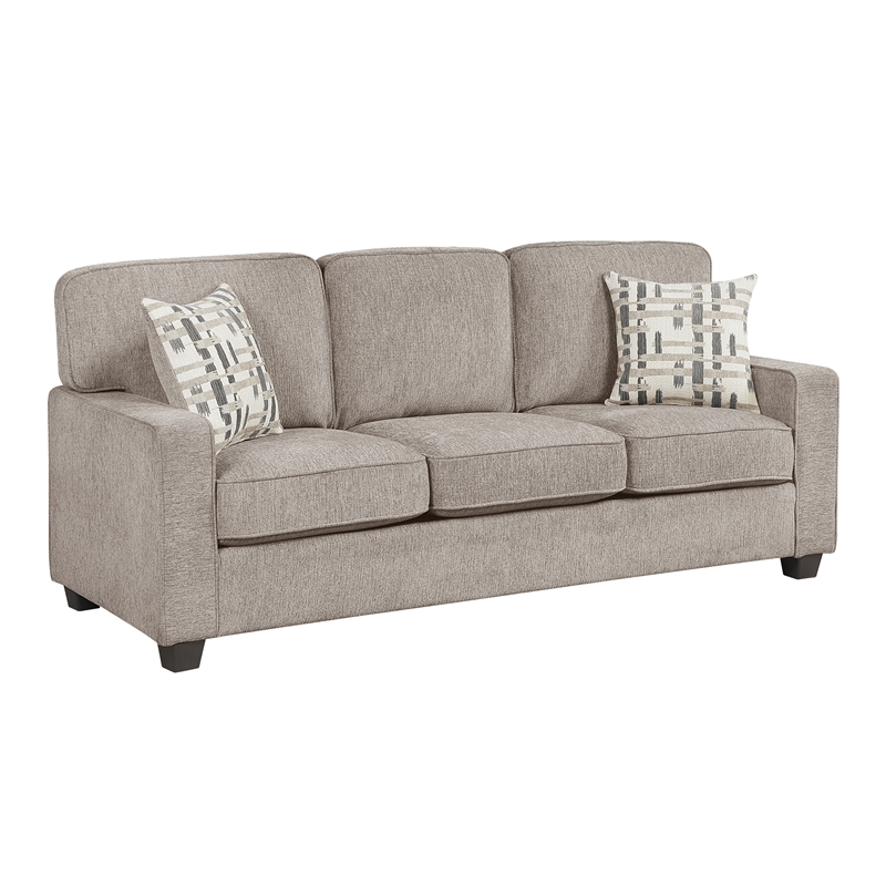 Pemberly Row Chenille 2-Piece Sofa and Loveseat Set in Taupe