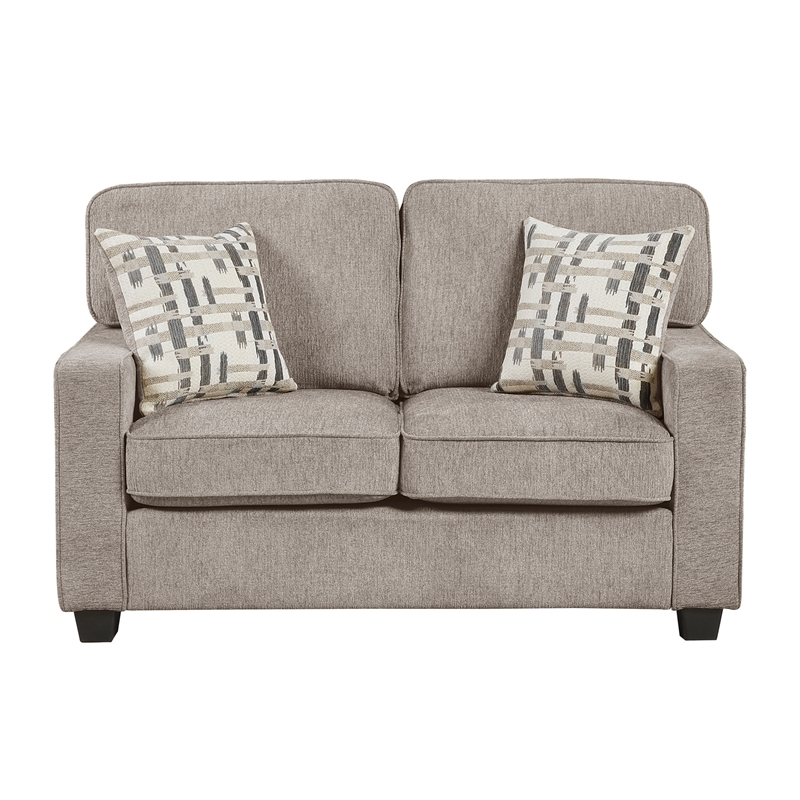 Pemberly Row Chenille 2-Piece Sofa and Loveseat Set in Taupe