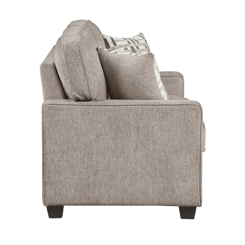 Pemberly Row Chenille 2-Piece Sofa and Loveseat Set in Taupe