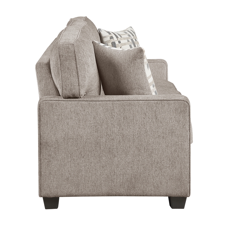 Pemberly Row Chenille 2-Piece Sofa and Loveseat Set in Taupe