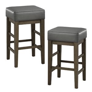 Pemberly Row 26&quot Faux Leather Counter Height Stool in Antique Gray (Set of 2)