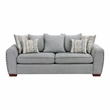 Pemberly Row Chenille Sofa with Nailhead Trim and 7 Pillows in Gray