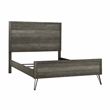 Pemberly Row Acacia Wood Queen Bed with Metal Legs in 3-Tone Gray