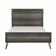Pemberly Row Acacia Wood Queen Bed with Metal Legs in 3-Tone Gray