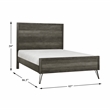 Pemberly Row Acacia Wood Queen Bed with Metal Legs in 3-Tone Gray