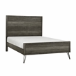 Pemberly Row Acacia Wood Queen Bed with Metal Legs in 3-Tone Gray