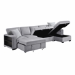 Pemberly Row Boucle Sectional with Right Chaise and Pull-Out Bed in Gray