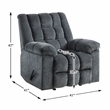 Pemberly Row Chenille Rocker Recliner with Pull Handle in Gray