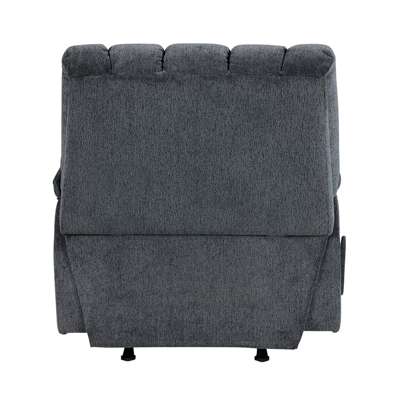 Pemberly Row Chenille Rocker Recliner with Pull Handle in Gray