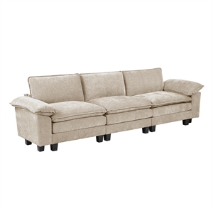 Pemberly Row Chenille Sofa with Reversible Cushions in Taupe