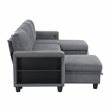 Pemberly Row Boucle U-Shaped Sectional with 2 Chaises and Pull-Out Bed in Gray
