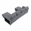 Pemberly Row Boucle U-Shaped Sectional with 2 Chaises and Pull-Out Bed in Gray