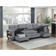 Pemberly Row Boucle U-Shaped Sectional with 2 Chaises and Pull-Out Bed in Gray