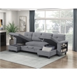 Pemberly Row Boucle U-Shaped Sectional with 2 Chaises and Pull-Out Bed in Gray
