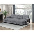 Pemberly Row Boucle U-Shaped Sectional with 2 Chaises and Pull-Out Bed in Gray
