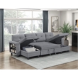 Pemberly Row Boucle U-Shaped Sectional with 2 Chaises and Pull-Out Bed in Gray