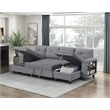 Pemberly Row Boucle U-Shaped Sectional with 2 Chaises and Pull-Out Bed in Gray