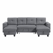 Pemberly Row Boucle U-Shaped Sectional with 2 Chaises and Pull-Out Bed in Gray