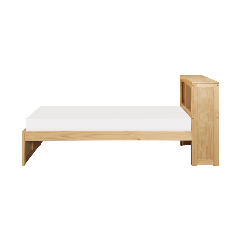Pemberly Row Wood and MDF Twin Bookcase Bed with 300 lb Capacity in Natural Pine