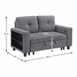 Pemberly Row Boucle Loveseat with Pull-Out Bed and USB Charging in Gray