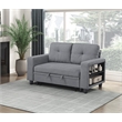 Pemberly Row Boucle Loveseat with Pull-Out Bed and USB Charging in Gray