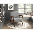 Pemberly Row Woven Chenille Accent Chair with Rubberwood Frame in Gray