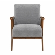 Pemberly Row Woven Chenille Accent Chair with Rubberwood Frame in Gray