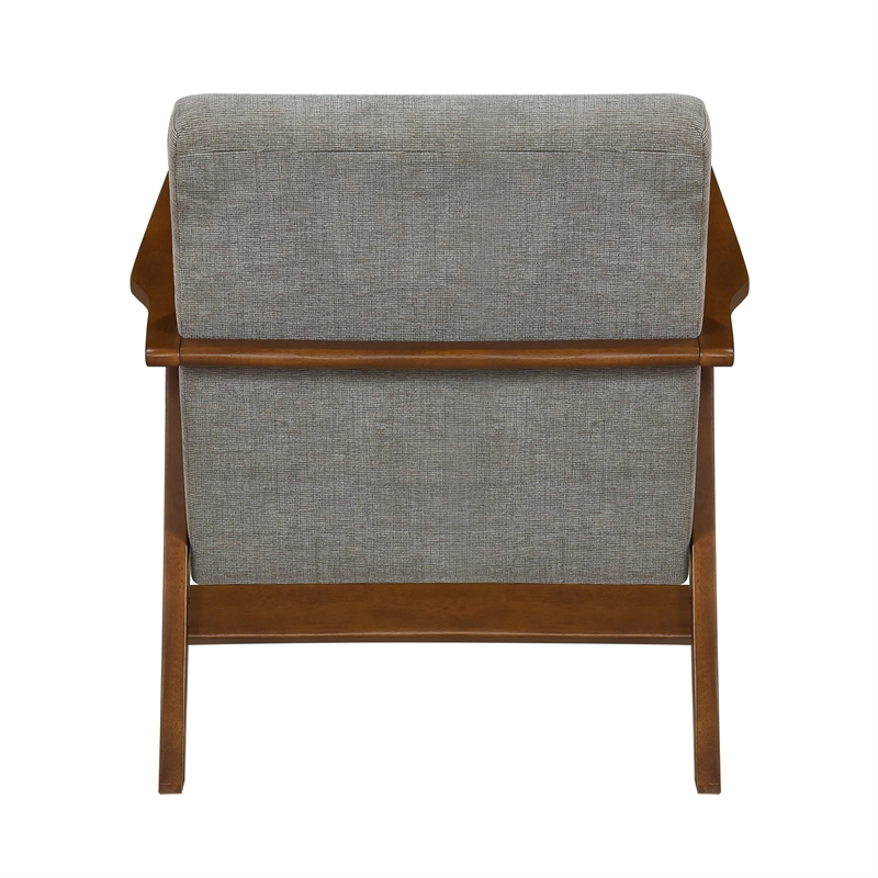 Pemberly Row Woven Chenille Accent Chair with Rubberwood Frame in Gray
