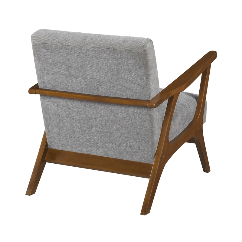 Pemberly Row Woven Chenille Accent Chair with Rubberwood Frame in Gray