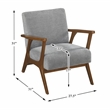 Pemberly Row Woven Chenille Accent Chair with Rubberwood Frame in Gray