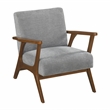 Pemberly Row Woven Chenille Accent Chair with Rubberwood Frame in Gray