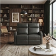 Pemberly Row Faux Leather Wall-Hugger Double Reclining Loveseat in Espresso