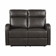 Pemberly Row Faux Leather Wall-Hugger Double Reclining Loveseat in Espresso