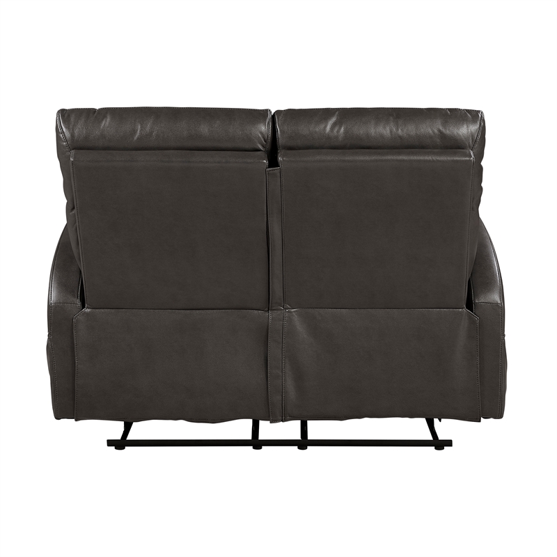 Pemberly Row Faux Leather Wall-Hugger Double Reclining Loveseat in Espresso