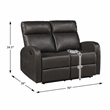 Pemberly Row Faux Leather Wall-Hugger Double Reclining Loveseat in Espresso