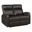 Pemberly Row Faux Leather Wall-Hugger Double Reclining Loveseat in Espresso