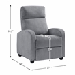 Pemberly Row Corduroy Push Back Reclining Chair with 300 lb Capacity - Dark Gray