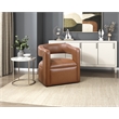 Pemberly Row Faux Leather 360-Degree Swivel Barrel Chair in Camel